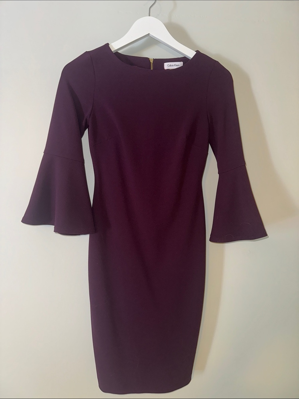 Calvin Klein Plum/purple Bell-Sleeve Dress
